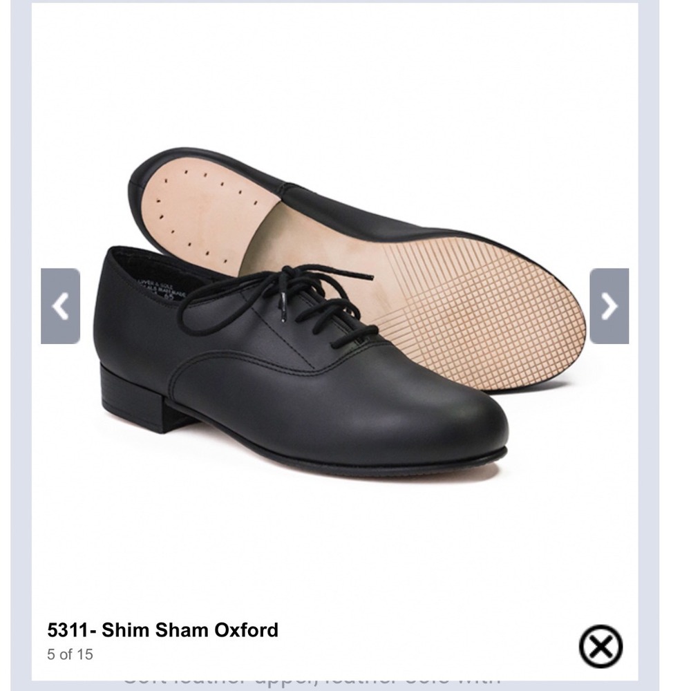 Dancing Fair 5311 Shim Sham Oxford Black Leather Tap Shoes Kids Super Sonic Taps